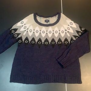 Navy and silver wool blend sweater